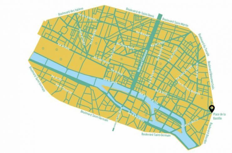 mapa pariz cyklo