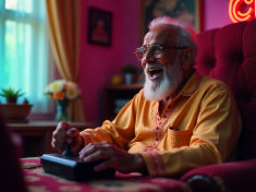 Místo hole drží joystick. I senioři milují počítačové hry 