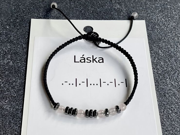 33810 5 naramky z mineralu ruzenin hematit naramek morseova abeceda naramek laska sperky z mineralu 1