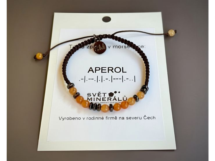 36031 5 naramky z mineralu a polodrahokamu naramek s tajnym vzkazem v morseove abecede z avanturinu a hematitu aperol sperky z avanturinu