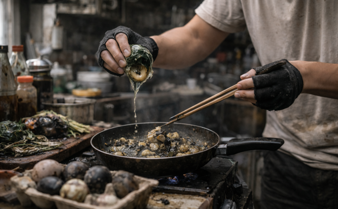 Muž, který jí zkažené jídlo. Miliony lidí ho sledují, jak smaží hnilobu