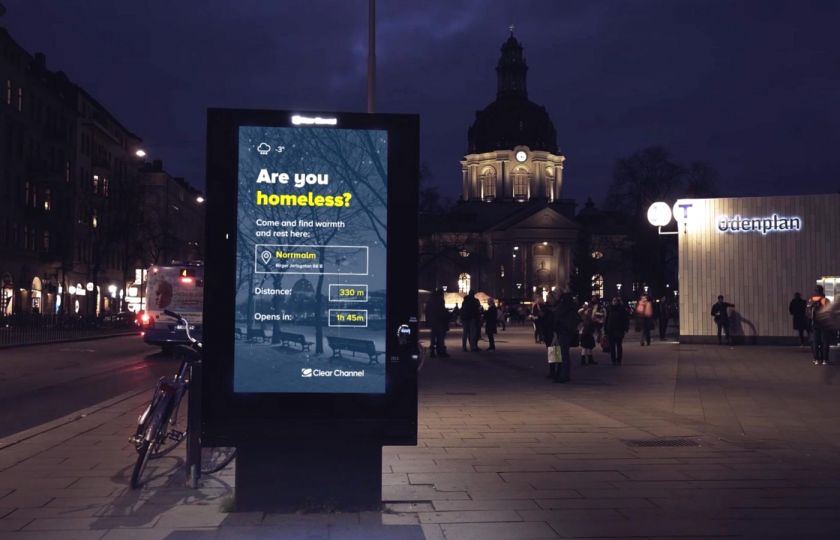 Jak billboardy pomáhají zachraňovat bezdomovce před umrznutím