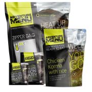 Kompletní sestavu Adventure menu tvoří vak na ohřátí jídla, sáček s ohřívacím médiem a sáčky s vybraným jídlem.