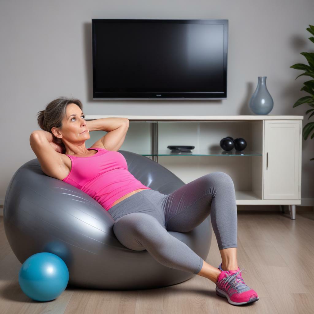 pikaso texttoimage bored demotivated 50 year old woman in workout clo