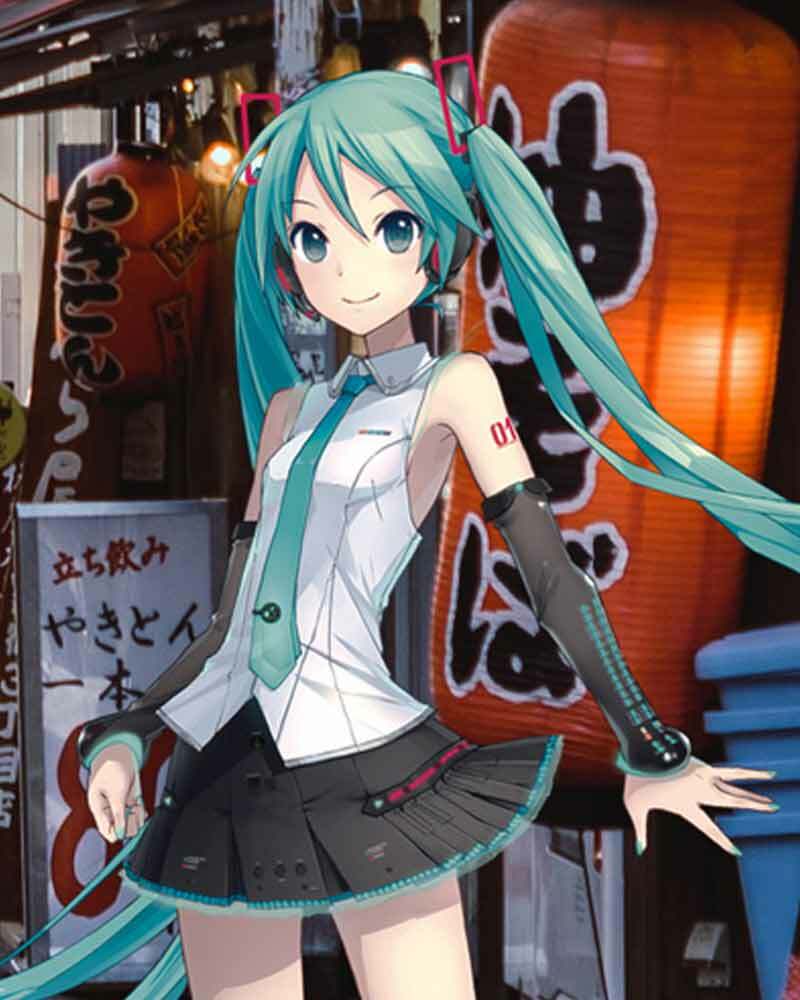 Hatsune Miku se prezentuje jako šestnáctiletá dívka, které ovšem „fakt, že je virtuální osobností, nemůže zabránit vyprodávat koncertní haly po celém světě" (zdroj: Virtual Humans) 5eddd90b88219c2f54b109c0 virtual influencer hatsune miku