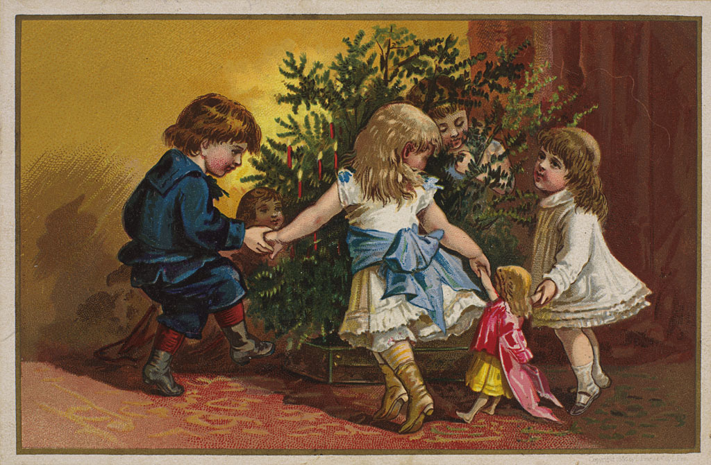 Některé historické vánoční kresby bývají děsivé julekort 1880