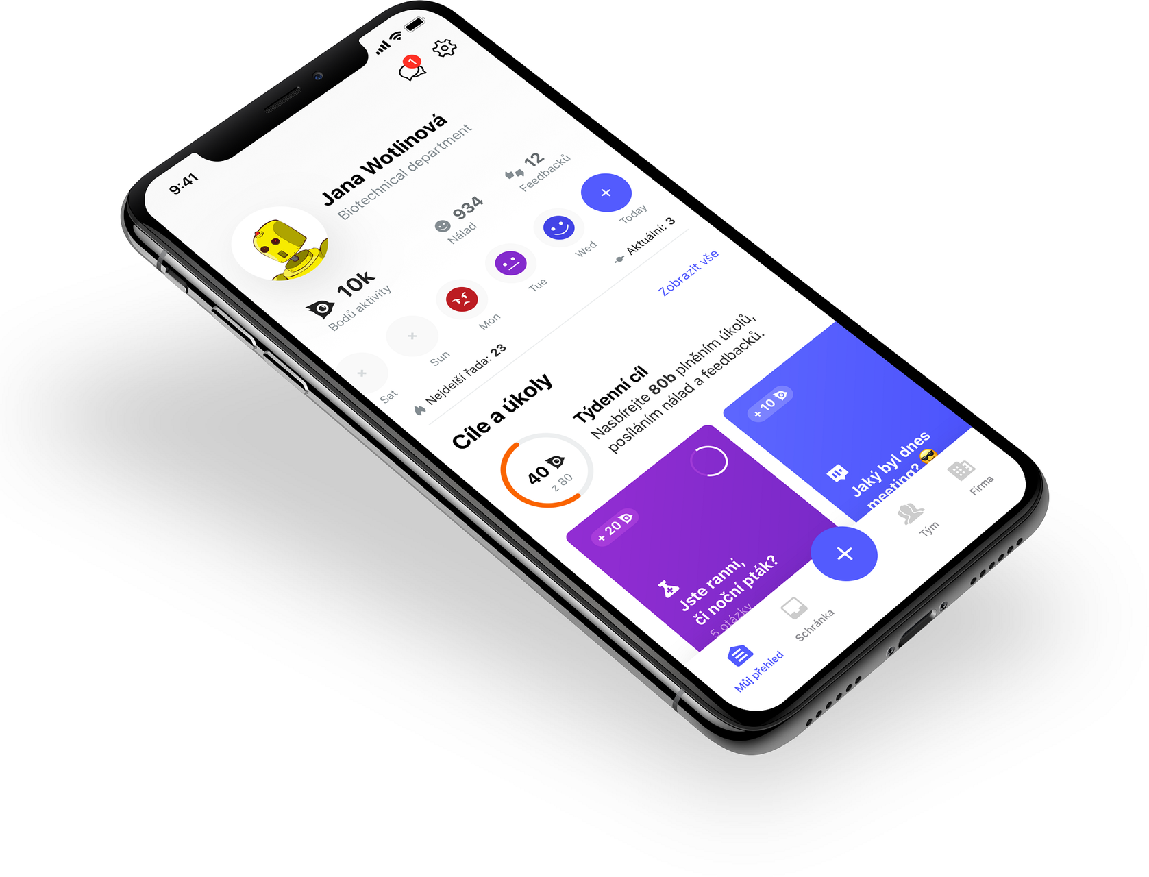 Náladu si kliknete třeba jednou denně. Nebo vám šéf napíše, jaký byl mítink. Asi byste měli odpovídat upřímně... phone dashboard