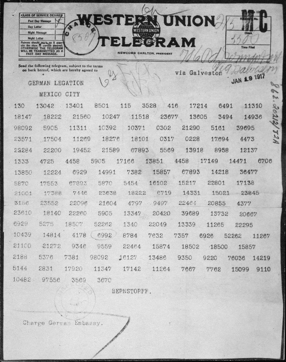 m zimmermann telegram as received by the german ambassador to mexico nara 302025 1