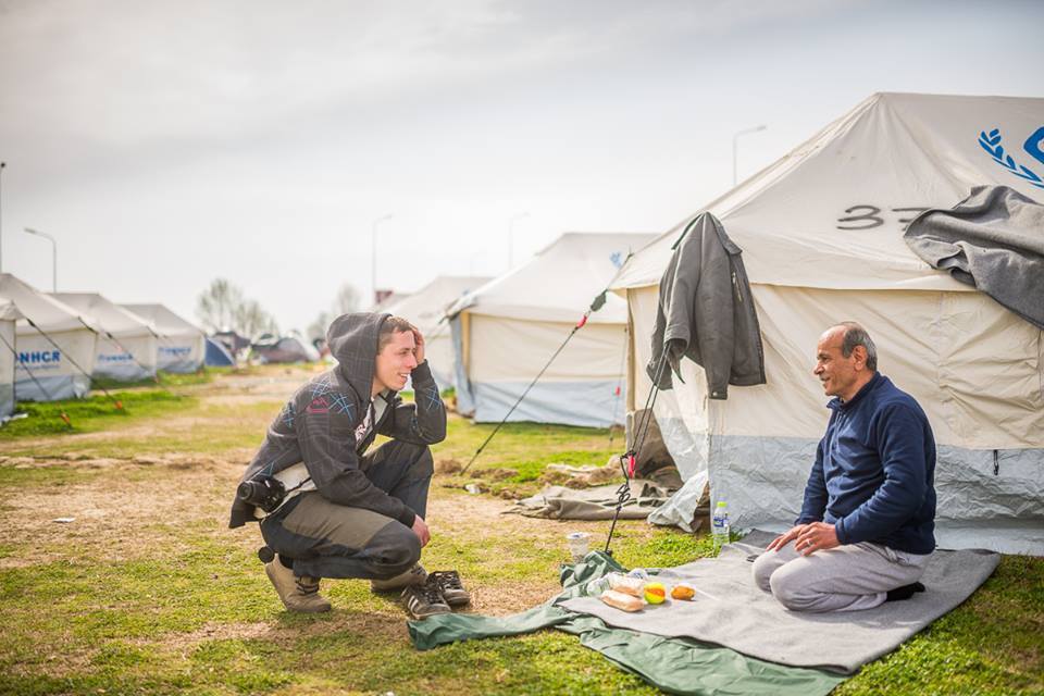 Martin v akci v řeckém uprchlickém táboře v regionu Kilkis trebal recko