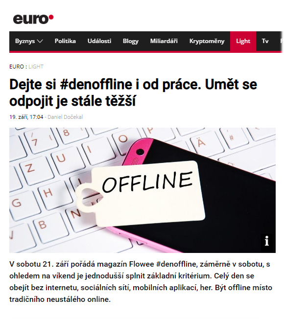 Problém se závislostí na internetu si uvědomují i v Euru euro screen