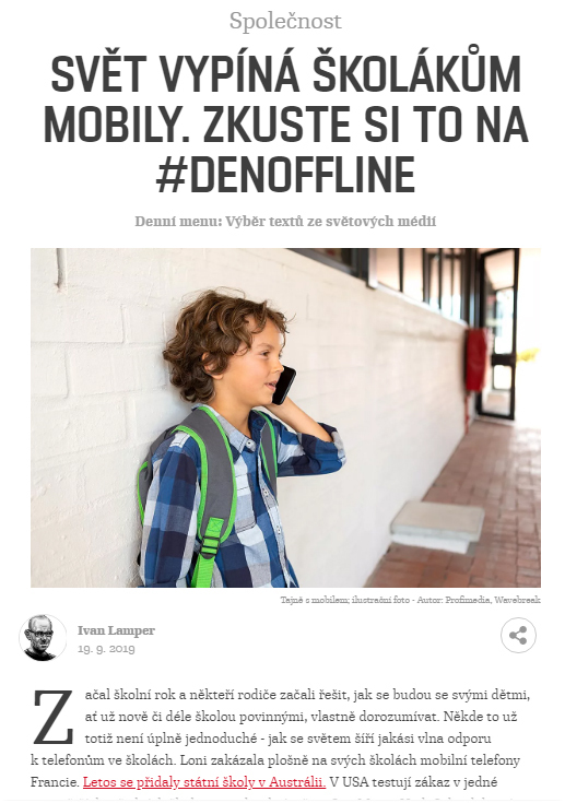 Velký respekt Respektu za jeho offline zmínku na onlinu respekt screen