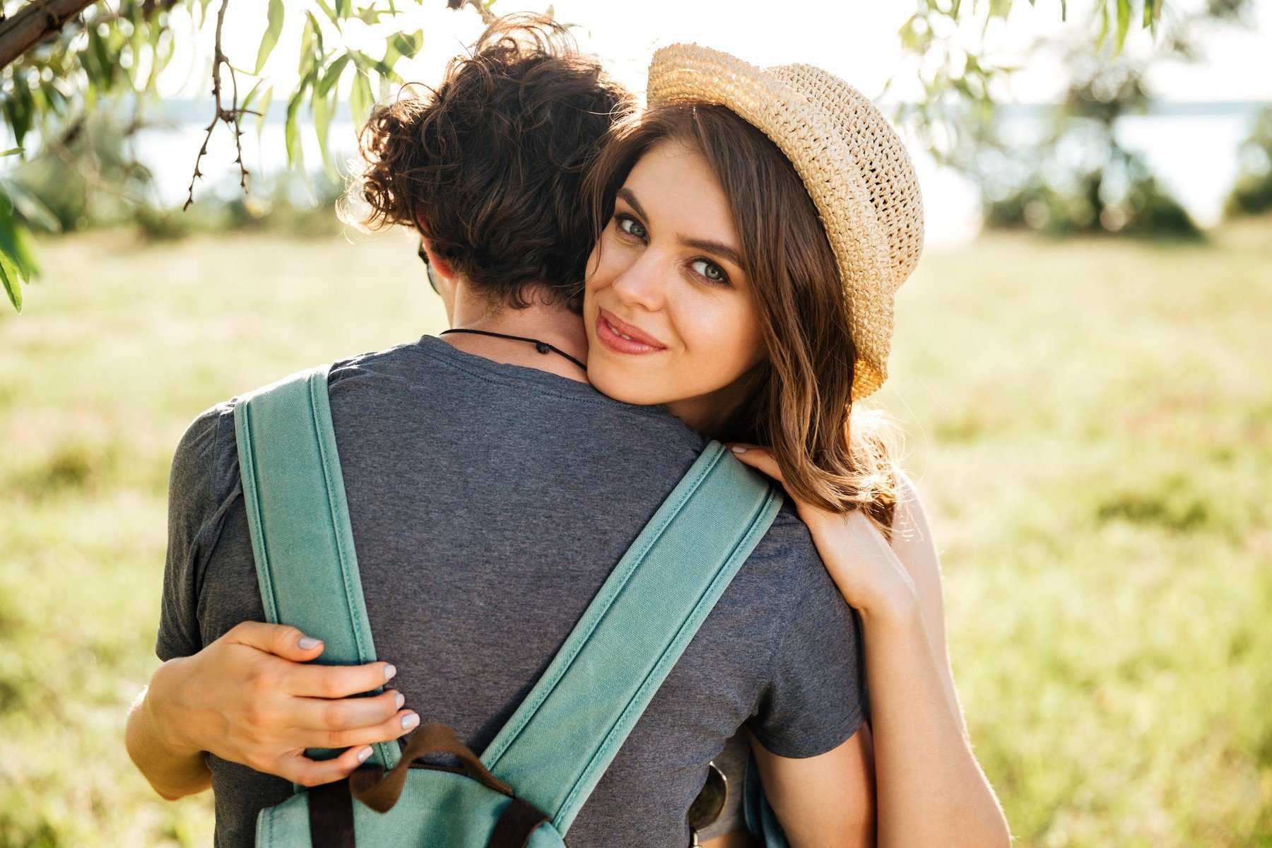 lovers hugging