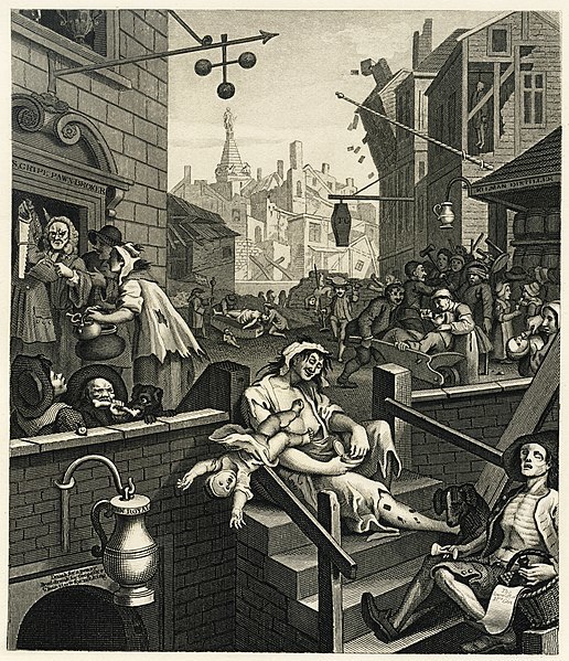 Za Williama Hogartha dokázal mateřský pud překonat jen alkohol. Dneska to je i mobil 517px william hogarth gin lane